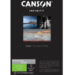 Papier Canson Infinity Somerset Enhanced Velvet White 225Â g/mÂ², A3+,...