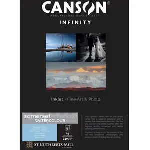Papier Canson Infinity Somerset Enhanced Watercolour Rag White, 240 g/...
