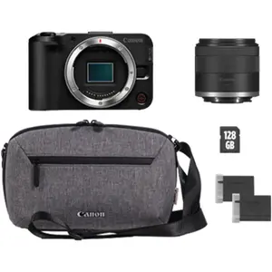 Appareil photo hybride Canon EOS R50 V + objectif RF-S 14-30mm F4-6.3 IS STM PZ + Sac à bandoulière + carte SD + batterie supplémentaire pas cher