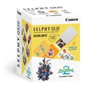 Canon Kit SELPHY QX20 Edition Zootopie 2 - Blanc + Papier XS-20L + 2 c...