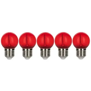 Bailey 5x Ampoule Spherique Rouge | LED Filament 0,6W | E27 Plastique pas cher