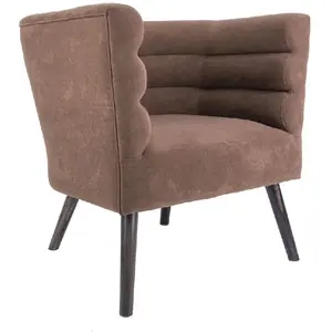 Leitmotiv - Fauteuil design en velours et bois Explicit Chocolat pas cher