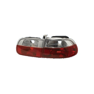 AUTO-STYLE Set de feux arrière compatible avec Honda Civic HB 3-portes 1992-1995 - Rouge/Cristal