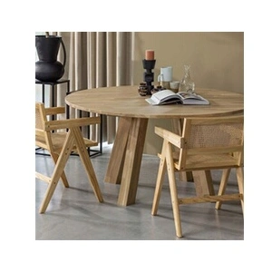 Table à manger en chêne naturel Woood Rhonda 150 cm 75x150x150 cm pas cher