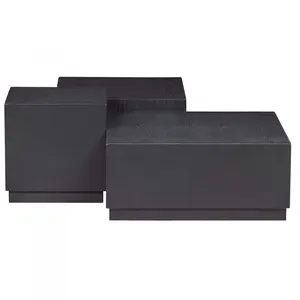 WOOOD Set de 3 tables basses en MDF noir matVendu parslowood-interior
