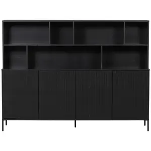 WOOOD Buffet haut en bois de pin massif noirVendu parslowood-interior