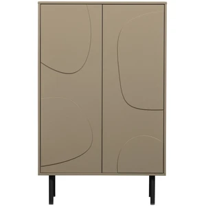 Drawer WOOOD Buffet haut 2 portes en bois taupe pas cher