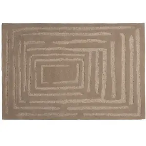 WOOOD Tapis en laine beige 170x240 cm pas cher
