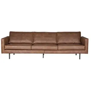 Drawer WOOOD Grand canapé cuir recyclé rétro 3 chocolat pas cher