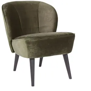 Drawer WOOOD Fauteuil cocktail en velours - Vert kaki - sara pas cher