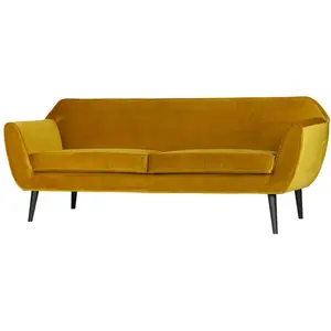 WOOOD Canapé velours scandinave 187cm moutarde pas cher