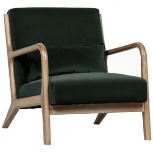 Drawer WOOOD Fauteuil lounge velours vert foncé pas cher