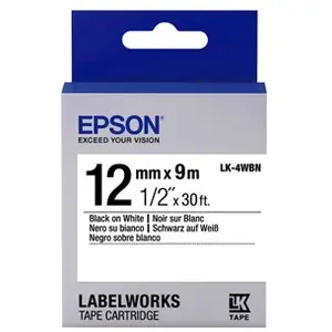 Comparateur de prix : Epson LK-4WBN - Standard - Noir sur Blanc - 12mmx9m