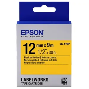 Comparateur de prix : Bande d'étiquettes EPSON LK-4YBP - Noir pour imprimante LabelWorks