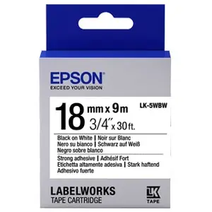 EPSON LK-5WBW - Ruban adhesif fort 18mmx9m - Noir sur Blanc pas cher