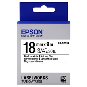Comparateur de prix : Epson LabelWorks LK-5WBN - bande d'etiquettes - 1 cassette(s) - Rouleau (1,8 cm x 9 m)