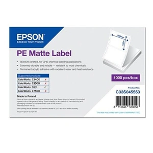 Epson PE Matte Label - Die-cut Fanfold sheets with sprockets: 203mm x 152mm, 1000 labels pas cher