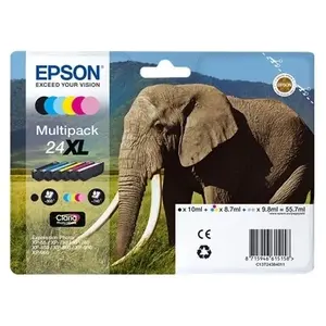 Epson 24XL C13T24384011 Pack 6 Cartouches Noir et couleurs (Elephant) pas cher