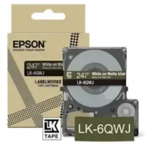 Comparateur de prix : Cartouche d'encre Epson LK-6QWJ pour LabelWorks LW-C410 et LW-C610 Blanc sur Kaki Mat
