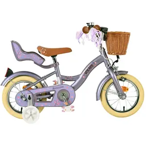 Vélo enfant Volare Blossom - Fille - 12 pouces - Violet pas cher
