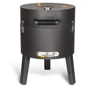 Boretti Tonello Luxe Barbecue au charbon de bois | 57x40x40cm (LxLxH) | BBQ Compact Portable Camping | Grille en fonte | Compact avec poignées de transport | Thermomètre intégré | Anthracite