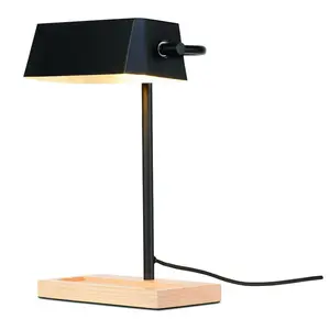 Comparateur de prix : It's About RoMi CAMBRIDGE-Lampe de bureau Bois/Métal H40cm Noir