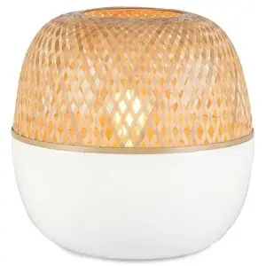 GOOD & MOJO Lampe à Poser Ronde Tressée Blanche et Beige 30x32x30 cm MEKONG