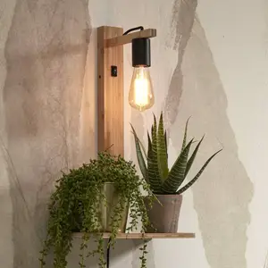 Comparateur de prix : Applique murale avec étagère en bambou naturel 30x18x52cm Flores - Good & Mojo