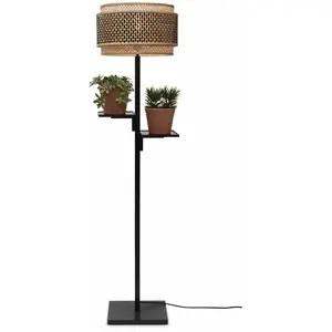 Good&Mojo Lampadaire bambou abat-jour bambou naturel/noir, h. 160cmVendu parluminaire