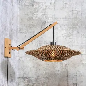 Comparateur de prix : Applique Avec Prise Bali Small Bois Naturel / Bambou - L 64 X Ø 44 Cm - Goodetmojo
