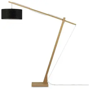 Lampadaire en bambou naturel abat-jour en lin gris foncé 207cm Montblanc - Good & Moj pas cher