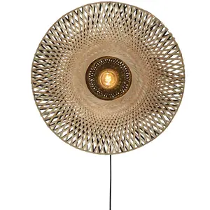 Comparateur de prix : Good & Mojo Applique Murale Ronde Bambou Naturel Noir D.60 KALIMANTAN