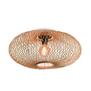 Comparateur de prix : CANGO-Plafonnier Bambou Ø60cm naturel Good & Mojo Ø 60cm / H 25cm / rosace Ø 12cm Beige