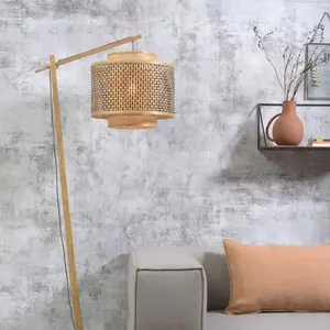 Good & Mojo BHUTAN-Lampadaire Bambou H176cm / Abat-jour Ø40cmVendu parluminaire