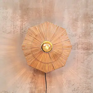 GOOD & MOJO Applique murale Panama, naturel, Ø 45 cm, connecteurVendu parluminaire
