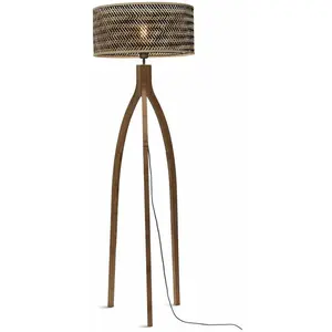 GOOD&MOJO Lampadaire bambou abat-jour bambou naturel/noir, h. 145cmVendu parluminaire
