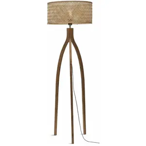 Comparateur de prix : GOOD&MOJO Lampadaire en bambou naturel avec abat-jour en bois naturel 150x50 cm Java - Good & M
