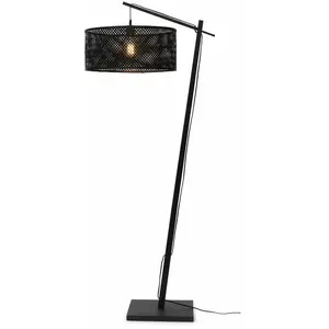 Lampadaire en bambou noir avec abat-jour en bois noir 176x50 cm Java - Good & Mojo