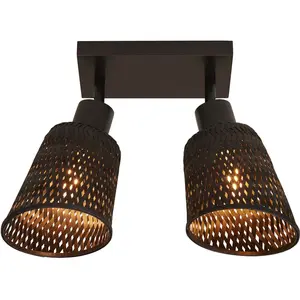 GOOD & MOJO - Plafonnier spot orientable Java - Beige - Bambou tressé pas cher
