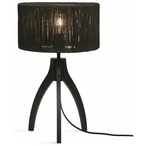 GOOD&MOJO Lampe à poser en bambou noir avec abat-jour noir 30x40 cm Iguazu - Good & Mojo pas cher