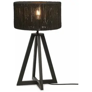 Lampe à poser en bambou noir avec abat-jour noir 30x45 cm Iguazu - Good & Mojo pas cher