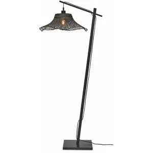 Lampadaire en bambou noir avec abat-jour en bois noir 150x50 cm Ibiza - Good & MojoVendu parrakuten
