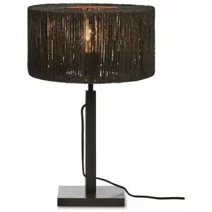 Lampe à poser en bambou noir avec abat-jour noir 30x37 cm Iguazu - Good & Mojo pas cher