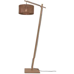 Lampadaire en bambou naturel avec abat-jour en bois naturel 150x30 cm Iguazu - Good pas cher