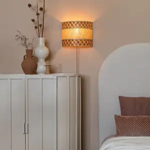 Applique bambou naturel Ø32cm pas cher
