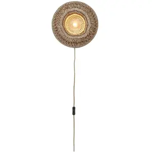 Comparateur de prix : Applique murale Barbados bambou abat-jour demi-rond naturel marron