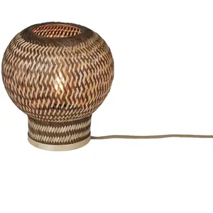 Comparateur de prix : GOOD & MOJO Lampe de table Barbados, marron, Ø 25 cm, bambou, E27