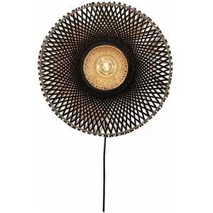 Lampe murale en bambou noir et naturel 44x12 cm Kalimantan - Good & Mojo pas cher