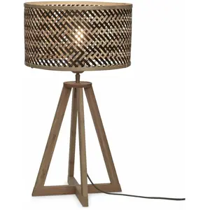GOOD & MOJO Java lampe table pyramide naturel/noir pas cher