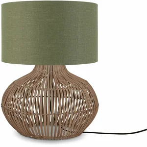 GOOD&MOJO Lampe à poser en rotin avec abat-jour en lin vert 32x20cm Kalahari - Good & Mojo pas cher
